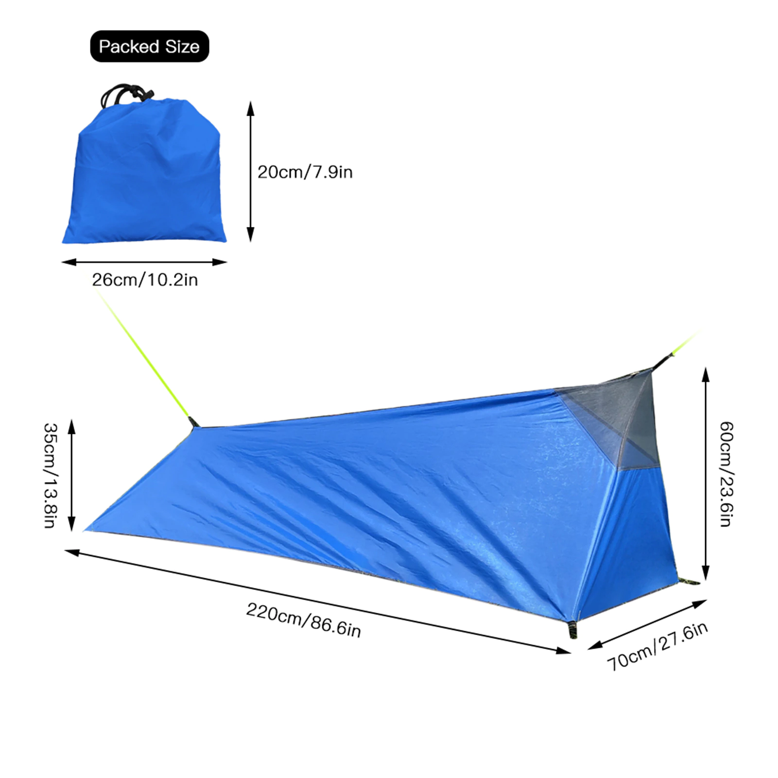 Cheap Goat Tents Tent outdoor 1 Person Ultralight Camping Tent 210D Oxford cloth waterproof Rodless Tent Portable Canopy 220X70X60cm Tents 